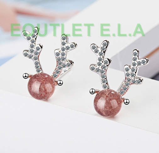 CZ CRYSTAL XMAS ANTLERS SILVER EARRINGS